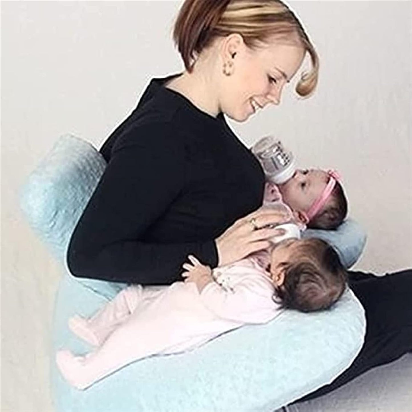 Coussin d'Allaitement - TwinCuddle™ - Bleu Ciel - Nos Bébés dAmour