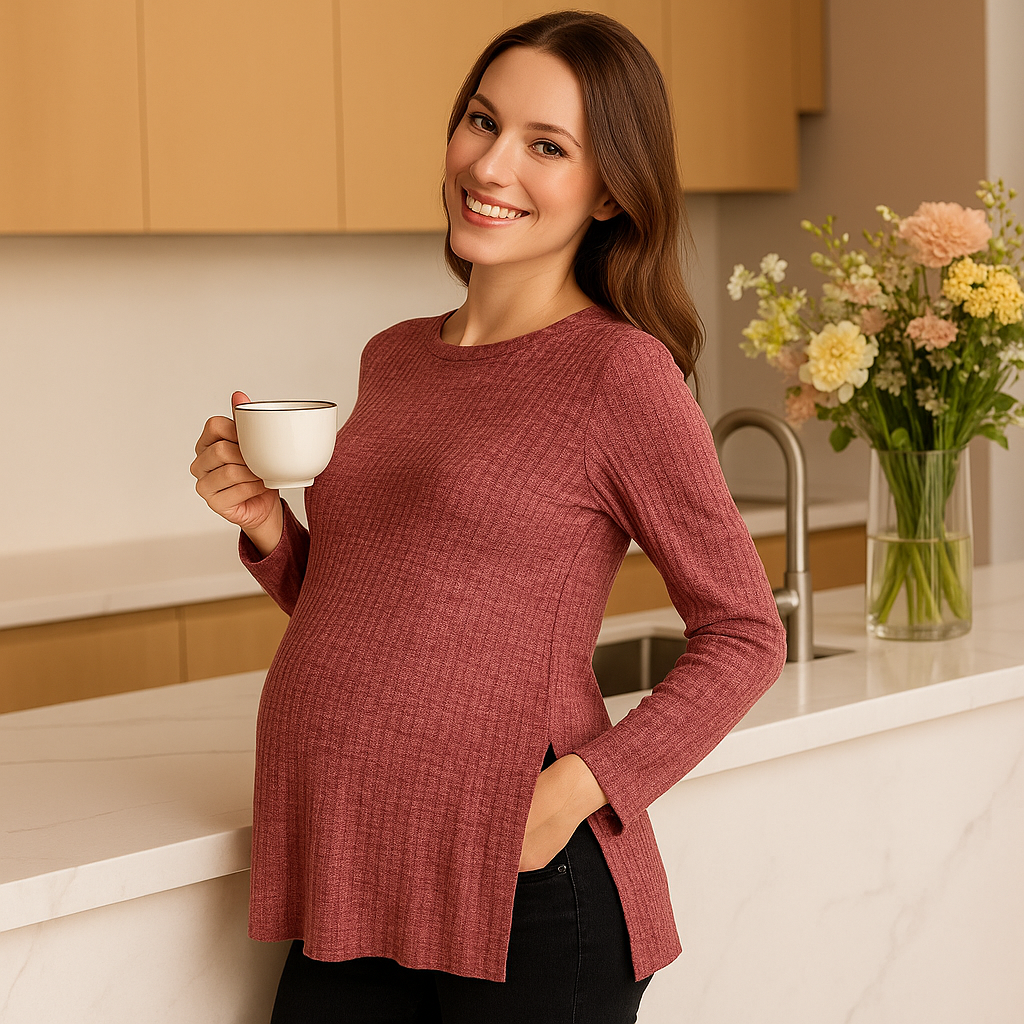 Tricot manche longue de maternité | confort et élégant